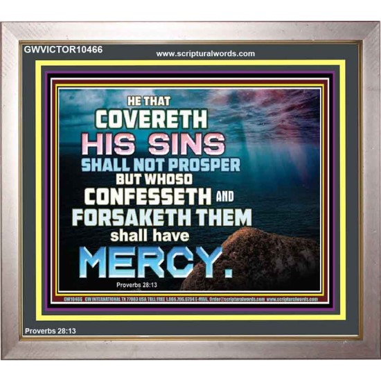 HE THAT COVERETH HIS SIN SHALL NOT PROSPER  Contemporary Christian Wall Art  GWVICTOR10466  