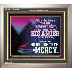 THE LORD DELIGHTETH IN MERCY  Contemporary Christian Wall Art Portrait  GWVICTOR10564  "16X14"