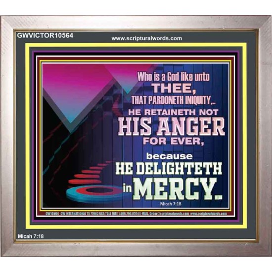 THE LORD DELIGHTETH IN MERCY  Contemporary Christian Wall Art Portrait  GWVICTOR10564  