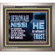JEHOVAH NISSI OUR GOODNESS FORTRESS HIGH TOWER DELIVERER AND SHIELD  Encouraging Bible Verses Portrait  GWVICTOR10748  