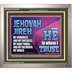 JEHOVAH JIREH OUR GOODNESS FORTRESS HIGH TOWER DELIVERER AND SHIELD  Encouraging Bible Verses Portrait  GWVICTOR10750  "16X14"