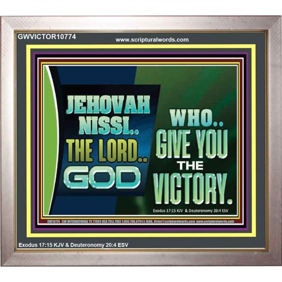 JEHOVAHNISSI THE LORD GOD WHO GIVE YOU THE VICTORY  Bible Verses Wall Art  GWVICTOR10774  
