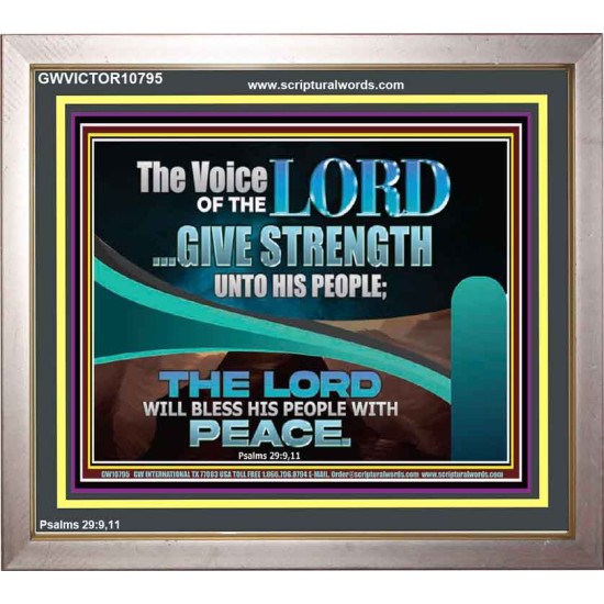 THE VOICE OF THE LORD GIVE STRENGTH UNTO HIS PEOPLE  Contemporary Christian Wall Art Portrait  GWVICTOR10795  