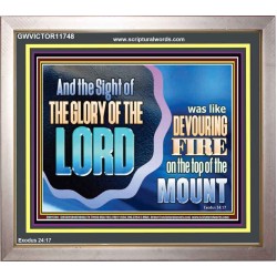 THE SIGHT OF THE GLORY OF THE LORD IS LIKE A DEVOURING FIRE ON THE TOP OF THE MOUNT  Righteous Living Christian Picture  GWVICTOR11748  "16X14"