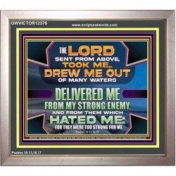 DELIVERED ME FROM MY STRONG ENEMY  Sanctuary Wall Portrait  GWVICTOR12376  "16X14"