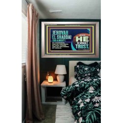 JEHOVAH EL SHADDAI GOD ALMIGHTY OUR GOODNESS FORTRESS HIGH TOWER DELIVERER AND SHIELD  Christian Quotes Portrait  GWVICTOR10752  "16X14"