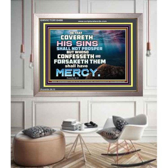 HE THAT COVERETH HIS SIN SHALL NOT PROSPER  Contemporary Christian Wall Art  GWVICTOR10466  