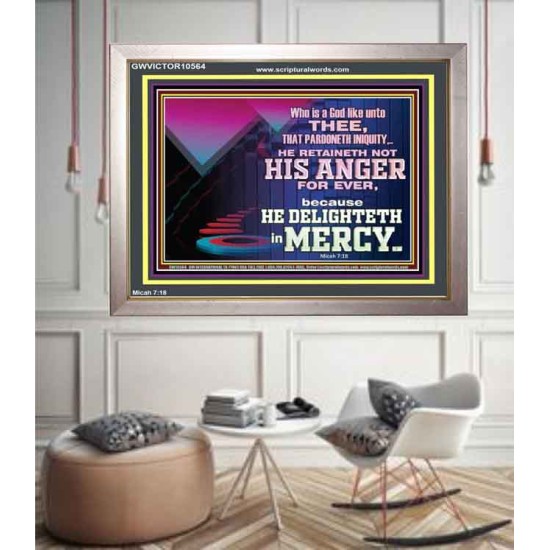 THE LORD DELIGHTETH IN MERCY  Contemporary Christian Wall Art Portrait  GWVICTOR10564  