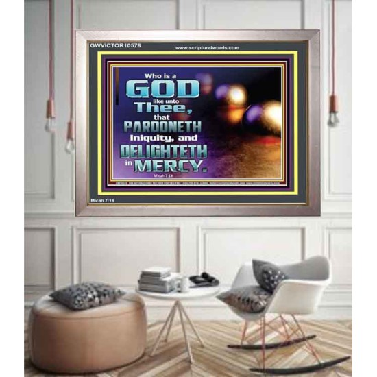 JEHOVAH OUR GOD WHO PARDONETH INIQUITIES AND DELIGHTETH IN MERCIES  Scriptural Décor  GWVICTOR10578  
