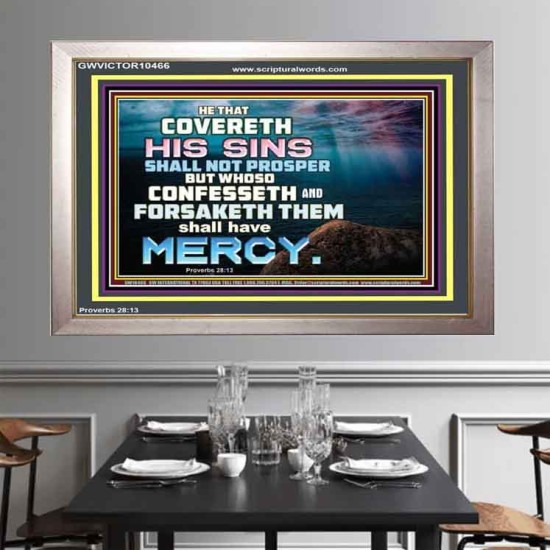 HE THAT COVERETH HIS SIN SHALL NOT PROSPER  Contemporary Christian Wall Art  GWVICTOR10466  