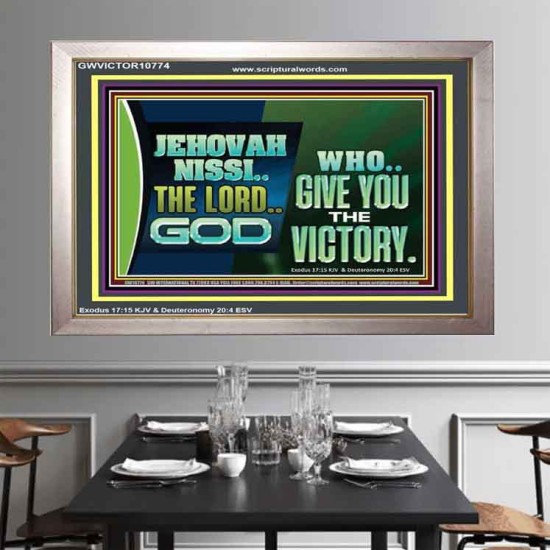 JEHOVAHNISSI THE LORD GOD WHO GIVE YOU THE VICTORY  Bible Verses Wall Art  GWVICTOR10774  