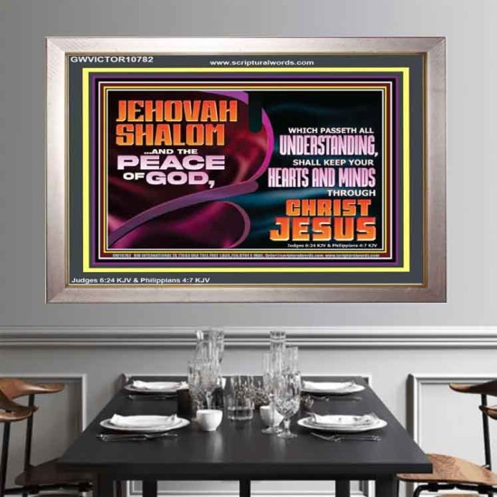 JEHOVAH SHALOM THE PEACE OF GOD KEEP YOUR HEARTS AND MINDS  Bible Verse Wall Art Portrait  GWVICTOR10782  
