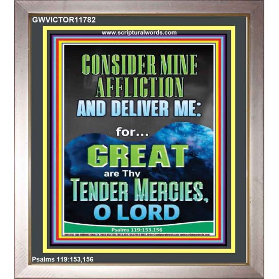 CONSIDER MINE AFFLICTION O LORD MY GOD  Christian Quote Portrait  GWVICTOR11782  