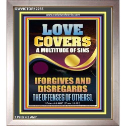 LOVE COVERS A MULTITUDE OF SINS  Christian Art Portrait  GWVICTOR12255  "14x16"