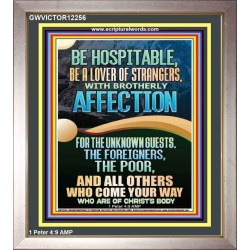 BE HOSPITABLE BE A LOVER OF STRANGERS WITH BROTHERLY AFFECTION  Christian Wall Art  GWVICTOR12256  "14x16"