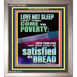 LOVE NOT SLEEP LEST THOU COME TO POVERTY  Unique Power Bible Portrait  GWVICTOR12681  "14x16"