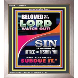BELOVED WATCH OUT SIN IS ROARING AT YOU  Sanctuary Wall Portrait  GWVICTOR9989  "14x16"