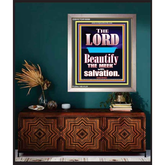 THE MEEK IS BEAUTIFY WITH SALVATION  Scriptural Prints  GWVICTOR10058  