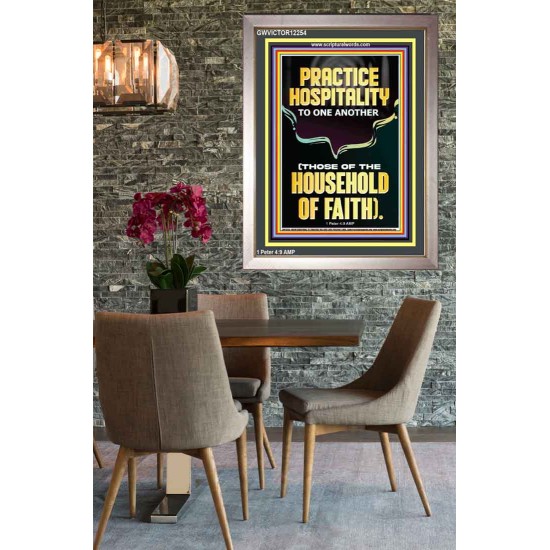 PRACTICE HOSPITALITY TO ONE ANOTHER  Contemporary Christian Wall Art Portrait  GWVICTOR12254  
