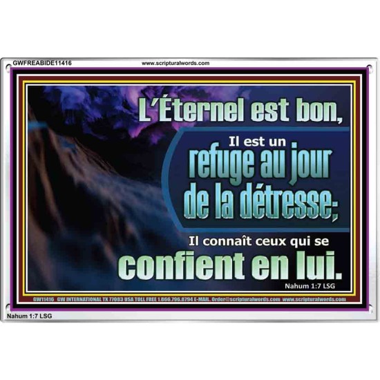 L'Éternel est un refuge au jour de la détresse. Cadre acrylique mural sanctuaire (GWFREABIDE11416) 