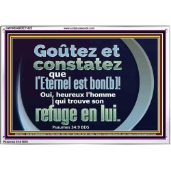 heureux l'homme |qui trouve son refuge en l'Eternel Cadre en acrylique pour œuvres d'art chrétiennes (GWFREABIDE11422) 