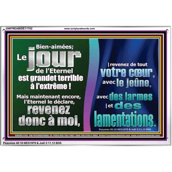 revenez de tout votre cur, avec le jeûne, avec des larmes |et des lamentations. Cadre acrylique d'art mural inspirant ultime (GWFREABIDE11702) 