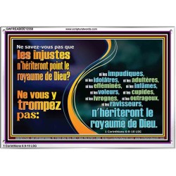 Ne savez-vous pas que les injustes n'hériteront point le royaume de Dieu? Cadre acrylique verset biblique (GWFREABIDE12558) 