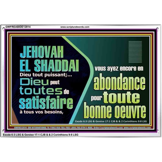 Dieu volonté de satisfaire à tous vos besoins JEHOVAH EL SHADDAI Cadre acrylique de décoration murale chrétienne (GWFREABIDE12814) 