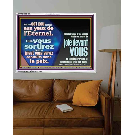 Oui, vous sortirez dans la joieet vous serez conduits dans la paix. Art mural scripturaire avec cadre acrylique (GWFREABIDE11651) 