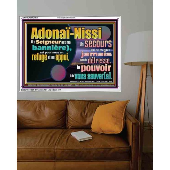 Adonaï-Nissi le pouvoir |de vous sauver[a]. Verset biblique imprimable sur cadre acrylique (GWFREABIDE12635) 