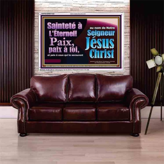 Paix, paix à toi, et à ceux qui te secourent au nom de Notre Seigneur Jésus Christ. Cadre acrylique d'art mural inspirant ultime (GWFREABIDE11322) 