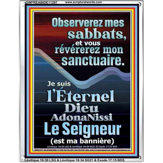 Observerez mes sabbats, et vous révérerez mon sanctuaire.  Cadre acrylique versets bibliques pour la maison en ligne (GWFREABIDE11297) 