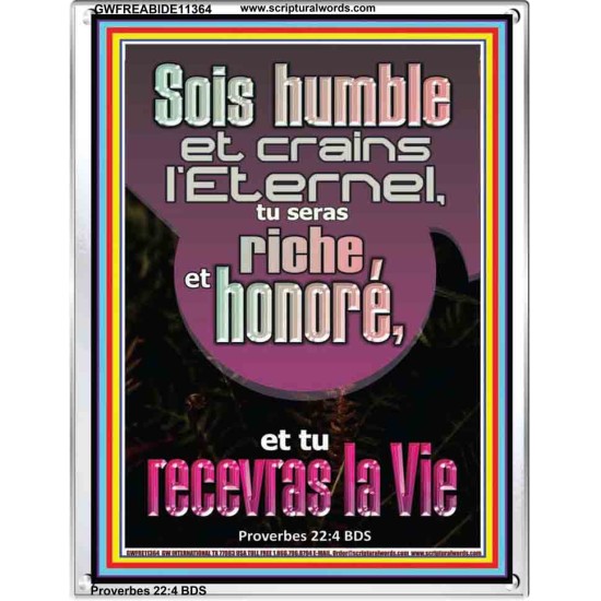 Sois humble et crains l'Eternel, Cadre acrylique scriptural unique (GWFREABIDE11364) 