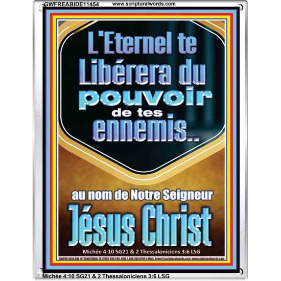 L'Eternel te Libérera du pouvoir de tes ennemis Cadre acrylique avec versets bibliques pour la maison en ligne (GWFREABIDE11454) 