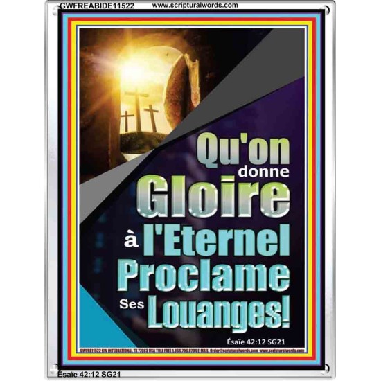 Qu'on donne Gloire à l'Eternel Proclame Ses Louanges! Art des Écritures murales personnalisées (GWFREABIDE11522) 