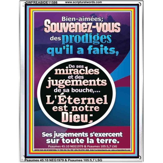 Souvenez-vous des prodiges qu'il a faits, De ses miracles et des jugements de sa bouche, Art du cadre acrylique versets bibliques (GWFREABIDE11586) 