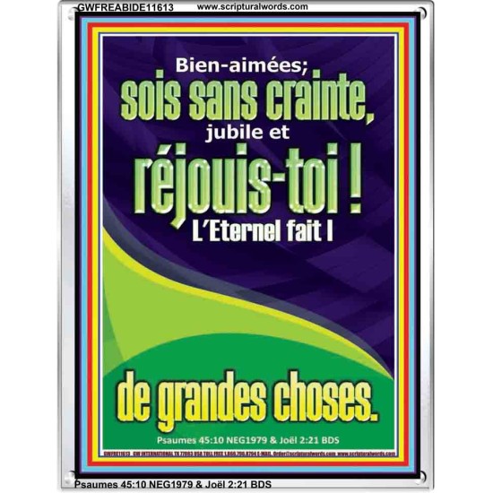 réjouis-toi?! L'Eternel fait |de grandes choses. Cadre acrylique d'art mural inspirant ultime (GWFREABIDE11613) 