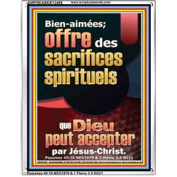 offre des sacrifices spirituels que Dieu peut accepter par Jésus-Christ. Cadre acrylique Verset biblique en ligne (GWFREABIDE12469) 