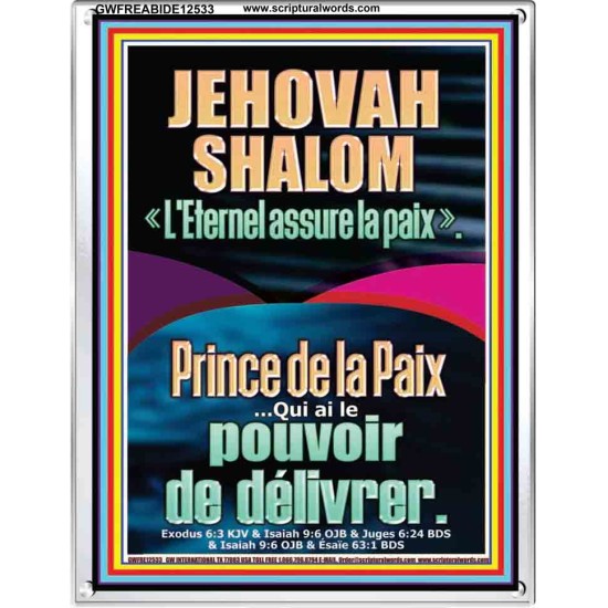 JEHOVAH SHALOM « L'Eternel assure la paix » Versets bibliques en cadre acrylique en ligne (GWFREABIDE12533) 