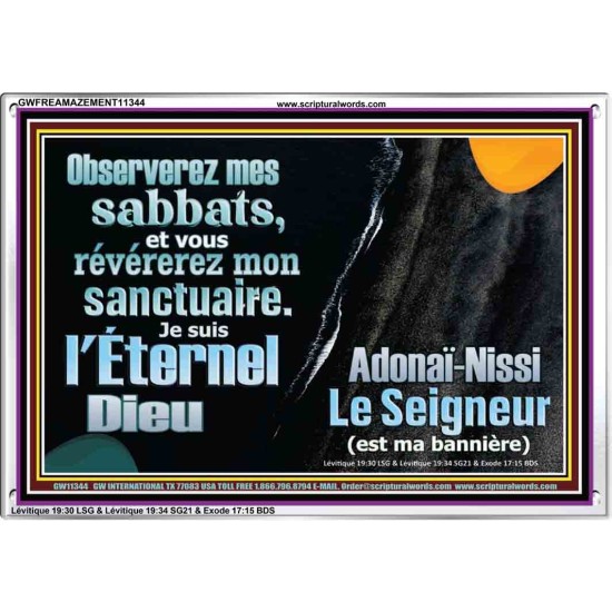 Observerez mes sabbats, et vous révérerez mon sanctuaire. Cadre acrylique chrétien juste vivant (GWFREAMAZEMENT11344) 