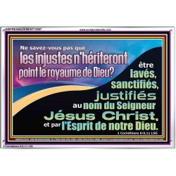 être lavés, sanctifiés,  justifiés au nom du Seigneur Jésus Christ, et par l'Esprit de notre Dieu. Cadre acrylique verset biblique (GWFREAMAZEMENT12557) 