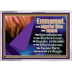 Emmanuel, ce qui signifie Dieu avec nous....Mon bienfaiteur et mon libérateur. Cadre acrylique scriptural unique (GWFREAMAZEMENT12775) 