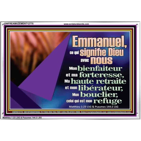 Emmanuel, ce qui signifie Dieu avec nous....Mon bienfaiteur et mon libérateur. Cadre acrylique scriptural unique (GWFREAMAZEMENT12775) 