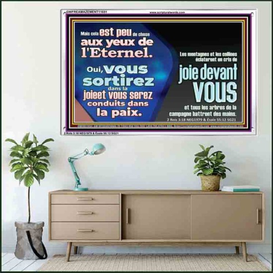 Oui, vous sortirez dans la joieet vous serez conduits dans la paix. Art mural scripturaire avec cadre acrylique (GWFREAMAZEMENT11651) 