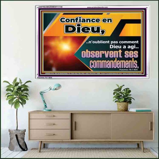 Confiance en Dieu,..observent ses commandements. Cadre acrylique pour chambre d'enfant (GWFREAMAZEMENT11726) 