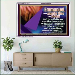 Emmanuel, ce qui signifie Dieu avec nous....Mon bienfaiteur et mon libérateur. Cadre acrylique scriptural unique (GWFREAMAZEMENT12775) "32X24"