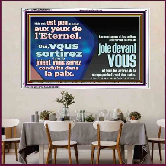 Oui, vous sortirez dans la joieet vous serez conduits dans la paix. Art mural scripturaire avec cadre acrylique (GWFREAMAZEMENT11651) 