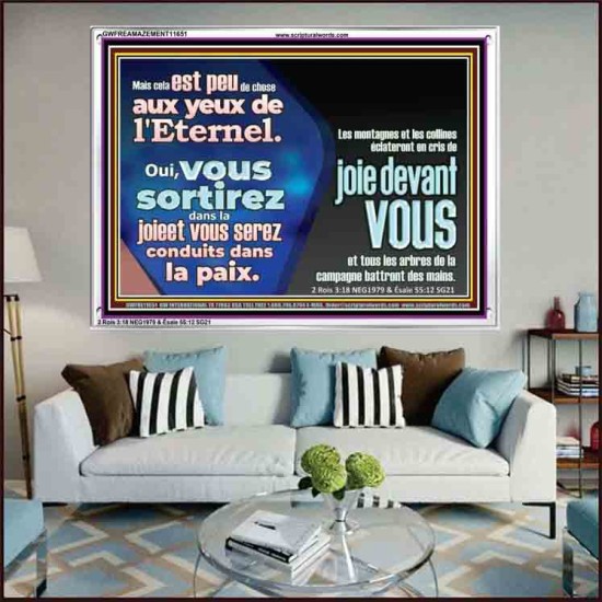 Oui, vous sortirez dans la joieet vous serez conduits dans la paix. Art mural scripturaire avec cadre acrylique (GWFREAMAZEMENT11651) 