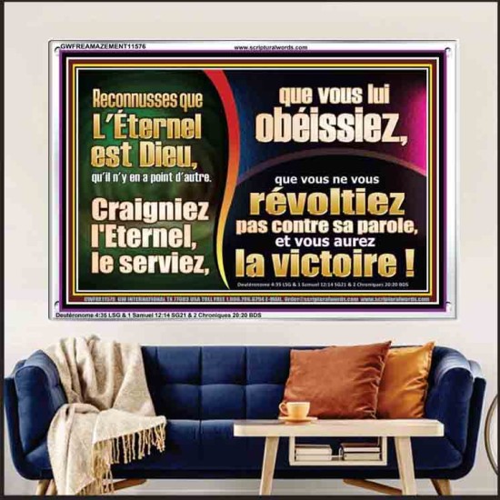 Craigniez l'Eternel, le serviez, que vous lui obéissiez, et vous aurez la victoire! Cadre Acrylique Versets bibliques encourageants (GWFREAMAZEMENT11576) 