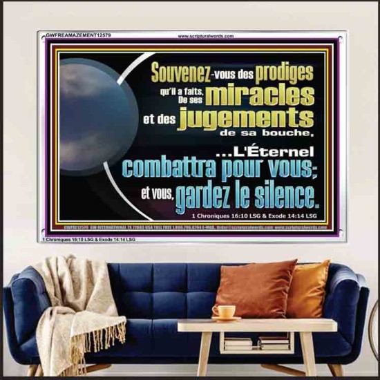 Souvenez-vous des prodiges qu'il a faits, De ses miracles et des jugements de sa bouche, Art mural chrétien contemporain personnalisé (GWFREAMAZEMENT12579) 